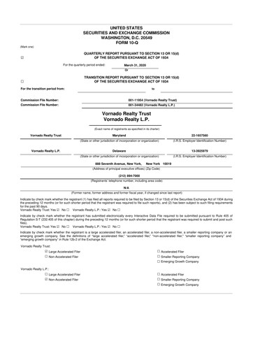 Thumbnail Vornado Realty Trust
 10-Q Quarterly Report FY 