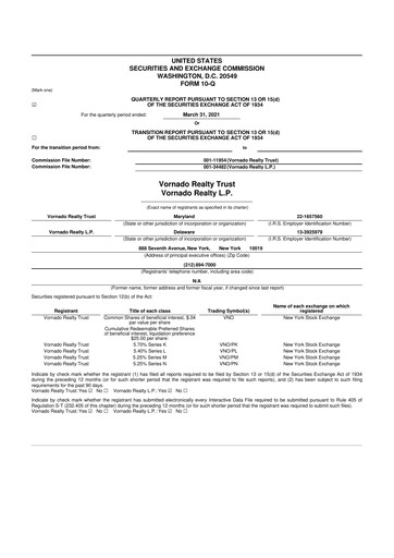 Thumbnail Vornado Realty Trust
 10-Q Quarterly Report FY 