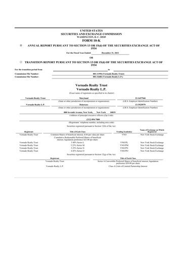 Thumbnail Vornado Realty Trust
 10-K Annual Report 