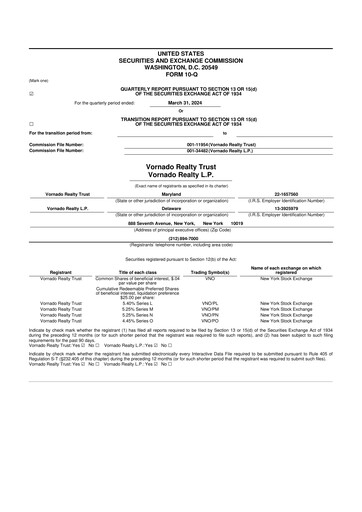 Thumbnail Vornado Realty Trust
 10-Q Quarterly Report FY 