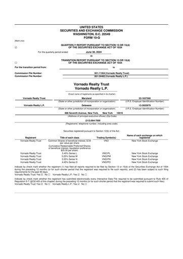 Thumbnail Vornado Realty Trust
 10-Q Quarterly Report FY 