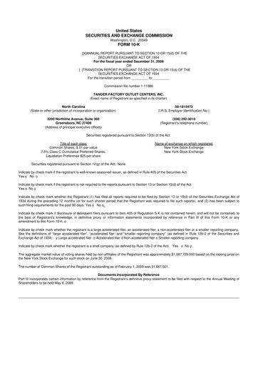 Thumbnail Tanger Inc.
 10-K Annual Report 