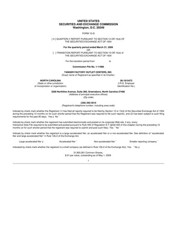 Vorschaubild Tanger Inc.
 10-Q Quartalsbericht  