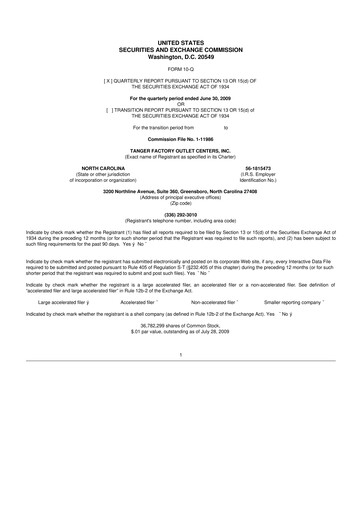 Vorschaubild Tanger Inc.
 10-Q Quartalsbericht  