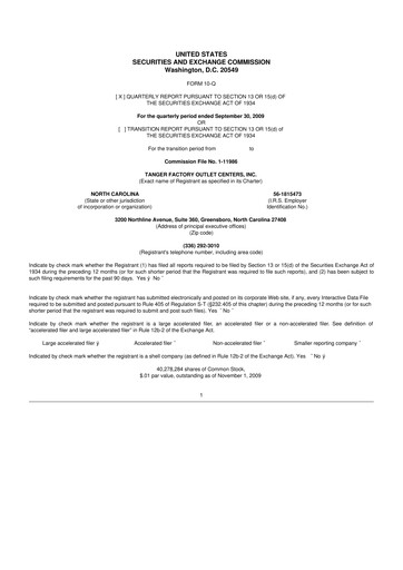 Vorschaubild Tanger Inc.
 10-Q Quartalsbericht  