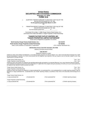 Vorschaubild Tanger Inc.
 10-Q Quartalsbericht 2014 