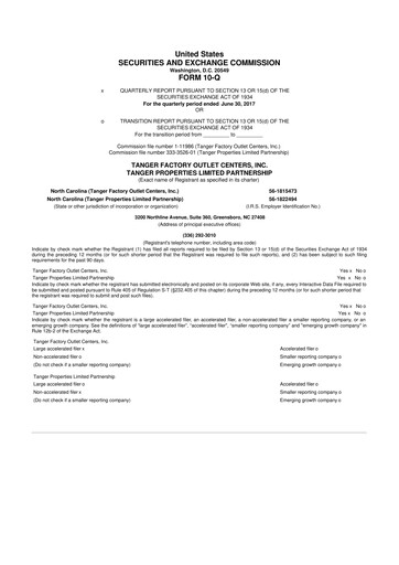 Vorschaubild Tanger Inc.
 10-Q Quartalsbericht 2017 