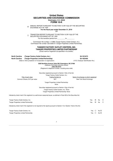 Thumbnail Tanger Inc.
 10-K Annual Report 2019