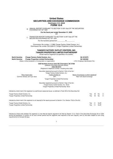 Thumbnail Tanger Inc.
 10-K Annual Report 2020