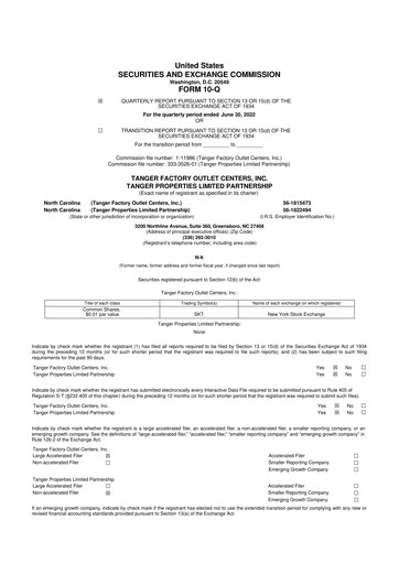 Vorschaubild Tanger Inc.
 10-Q Quartalsbericht 2022 