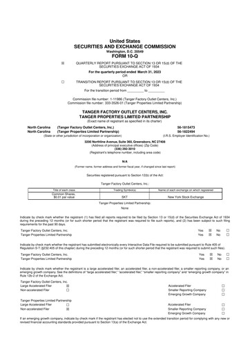 Vorschaubild Tanger Inc.
 10-Q Quartalsbericht 2023 
