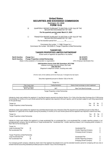 Vorschaubild Tanger Inc.
 10-Q Quartalsbericht 2024 