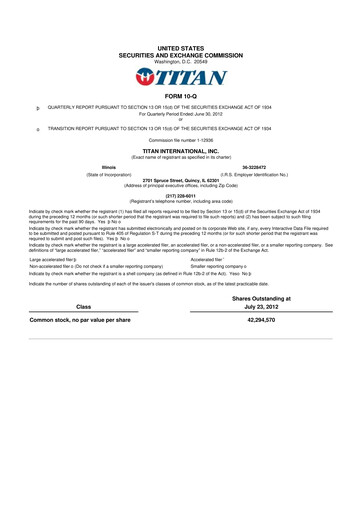 Thumbnail Titan International 10-Q Quarterly Report FY2012 