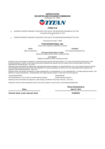 Thumbnail Titan International 10-Q Quarterly Report FY2014 