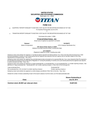 Thumbnail Titan International 10-Q Quarterly Report FY2015 