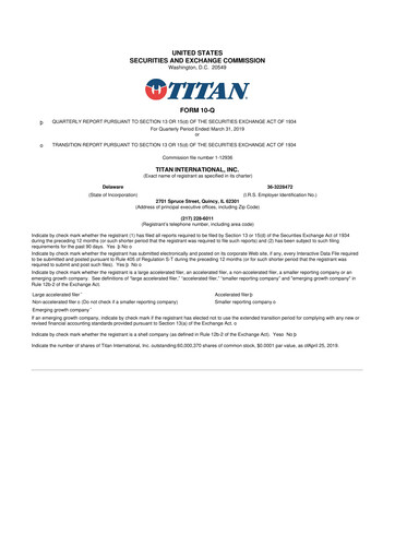Thumbnail Titan International 10-Q Quarterly Report FY2019 