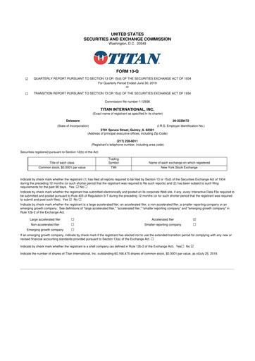 Thumbnail Titan International 10-Q Quarterly Report FY2019 