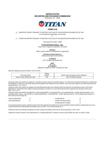 Thumbnail Titan International 10-Q Quarterly Report FY2020 