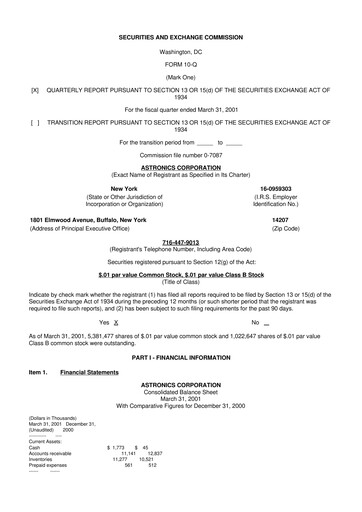 Thumbnail Astronics Corporation
 10-Q Quarterly Report FY 