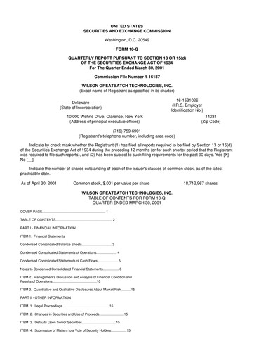 Vorschaubild Integer Holdings
 10-Q Quartalsbericht  