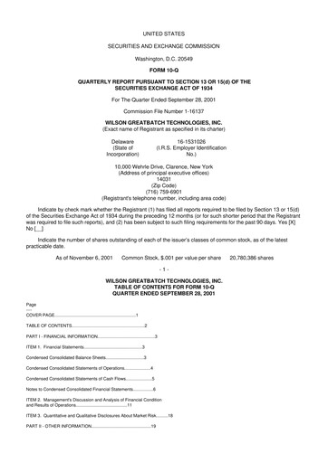 Vorschaubild Integer Holdings
 10-Q Quartalsbericht  