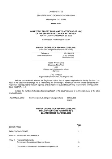 Vorschaubild Integer Holdings
 10-Q Quartalsbericht  