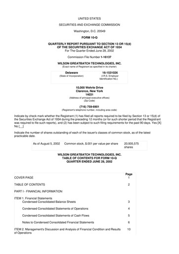 Vorschaubild Integer Holdings
 10-Q Quartalsbericht  