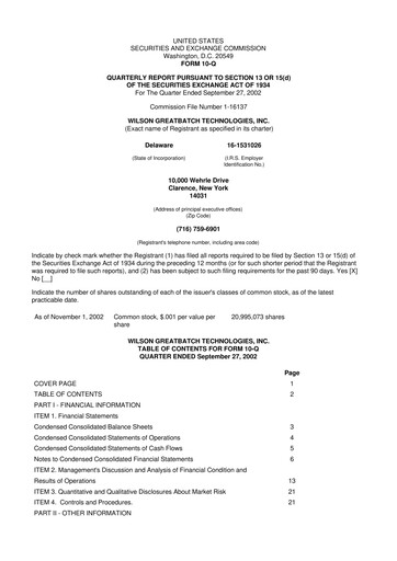 Vorschaubild Integer Holdings
 10-Q Quartalsbericht  
