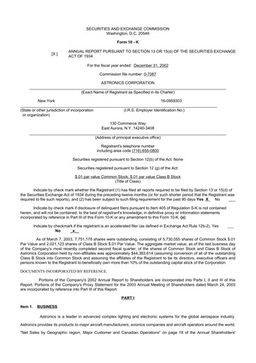 Thumbnail Astronics Corporation
 10-K Annual Report 