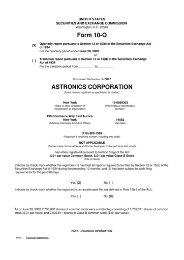 Thumbnail Astronics Corporation
 10-Q Quarterly Report FY 