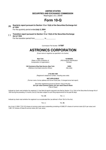 Thumbnail Astronics Corporation
 10-Q Quarterly Report FY 