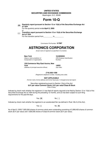Thumbnail Astronics Corporation
 10-Q Quarterly Report FY 