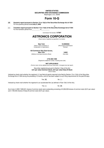 Thumbnail Astronics Corporation
 10-Q Quarterly Report FY 