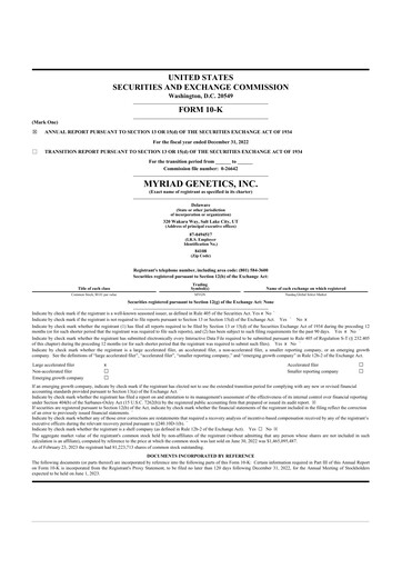 Thumbnail Myriad Genetics 10-K Annual Report 2022