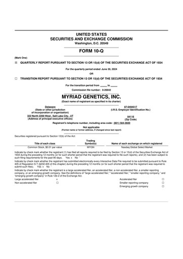 Thumbnail Myriad Genetics 10-Q Quarterly Report FY2024 