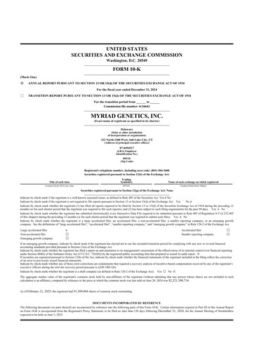 Thumbnail Myriad Genetics 10-K Annual Report 2024