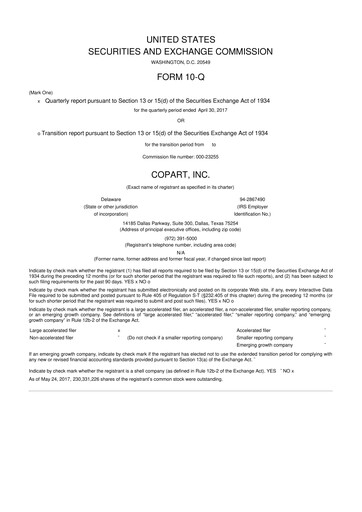 Miniature Copart
 10-Q Rapport trimestriel 2017 