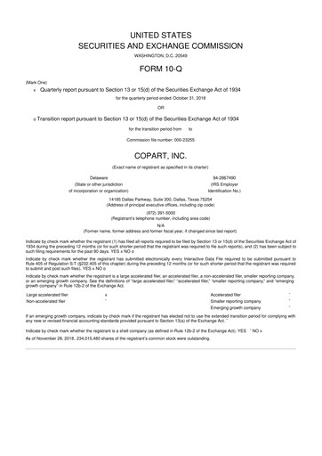 Miniature Copart
 10-Q Rapport trimestriel 2019 