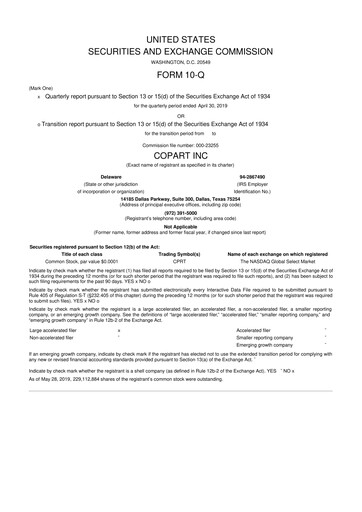 Miniature Copart
 10-Q Rapport trimestriel 2019 