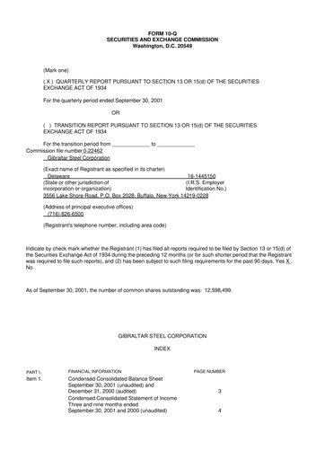 Thumbnail Gibraltar Industries
 10-Q Quarterly Report FY 