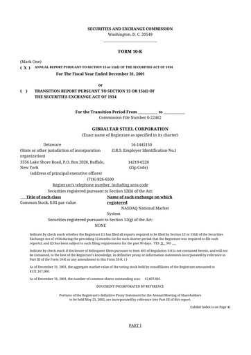 Thumbnail Gibraltar Industries
 10-K Annual Report 