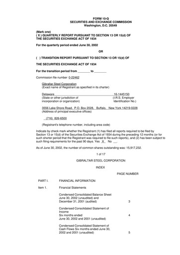 Thumbnail Gibraltar Industries
 10-Q Quarterly Report FY 