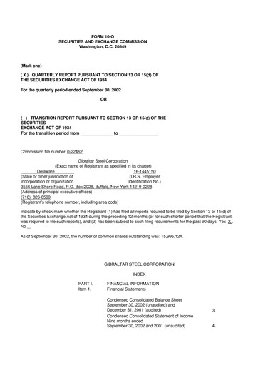 Thumbnail Gibraltar Industries
 10-Q Quarterly Report FY 