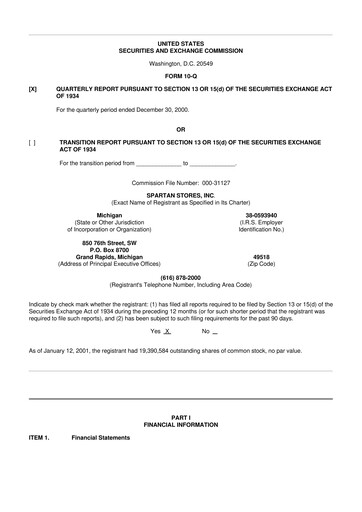 Thumbnail SpartanNash
 10-Q Quarterly Report FY 