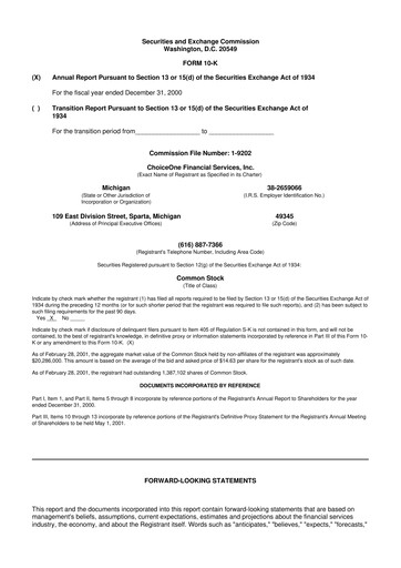 Miniature ChoiceOne Financial Services 10-K Rapport annuel 2000