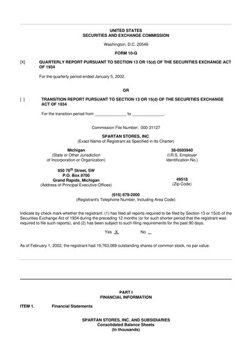 Thumbnail SpartanNash
 10-Q Quarterly Report FY 