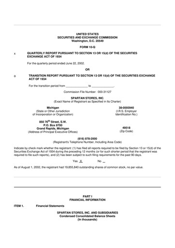 Thumbnail SpartanNash
 10-Q Quarterly Report FY 