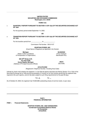 Thumbnail SpartanNash
 10-Q Quarterly Report FY 