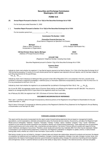 Miniature ChoiceOne Financial Services 10-K Rapport annuel 