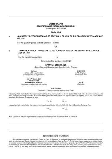 Thumbnail SpartanNash
 10-Q Quarterly Report FY 